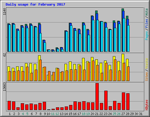 Daily usage for February 2017