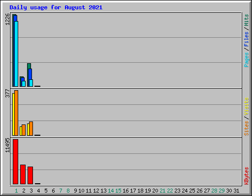 Daily usage for August 2021