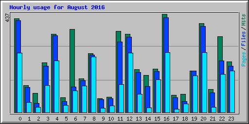 Hourly usage for August 2016