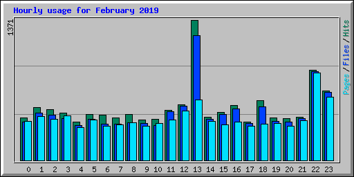 Hourly usage for February 2019